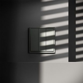 Выключатель встраиваемый Voltum S70 трехклавишный 10А, титан пластик Soft touch VLS030106