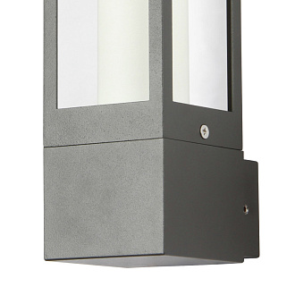 Уличный светильник Favourite Later 3035-1W, D93*W75*H210, каркас черного цвета, внешний плафон из прозрачного стекла, внутренний цилиндрический плафон из белого матового  акрила, IP65