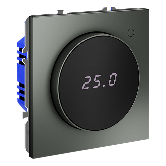 Терморегулятор электронный Voltum S70 с индикацией и датчиком, для теплого пола, титан пластик/стекло Soft touch VLS070106