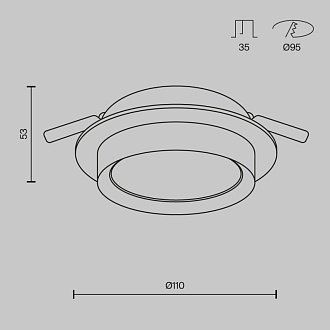 Светильник 11 см, Maytoni Downlight Hoop DL086-GX53-RD-BG, черный-золото, вр 9,5 см