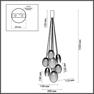 Люстра 30*30*155 см, 8 G9*40W, Odeon Light Mussels, черный 5039/8