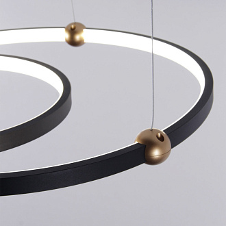 Подвесная люстра 50*160 см, 40W, Favourite TORNADO 4569-1P матовый черный, матовое золото, белый акрил