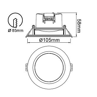 Светильник встраиваемый 10,5*5,8 см, вр 8,5 см, *LED*10W, 2700-4000K, Mantra Yucatan MAN8849, белый