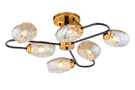 Люстра Ø680 x H195, мм, 6*40W (240W), BK+GOLD BRONZE (Чёрный+Золотая бронза) Rilon 06749/6 BK+GOLD BRONZE