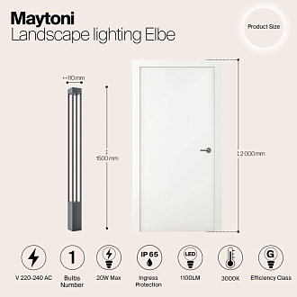 Светодиодный светильник 150 см, 20W, 3000K, Maytoni Elbe O424FL-L20GF, графит