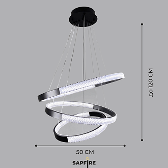 Светильник подвесной SAPFIR (H2202-500-3BK) SPF-8717 ЧЕРНЫЙ  D500+400+300/H1200/2/LED/2*75W без ПДУ TERRA 24-12