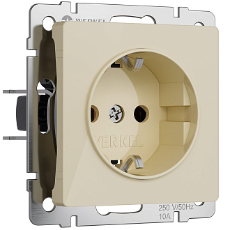W1171143 Розетка с заземлением и шторками, айвори акрил Werkel, 4690389197093