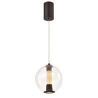 Подвесной светильник 20*135 см, 7W, Favourite Boble 4550-2P матовый черный, прозрачное стекло, золото
