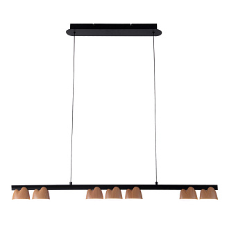 Подвесная люстра 100*7*161 см, 32.2W, Favourite Interline 4266-7P матовый черный, прозрачный акрил с узором, текстура дерева