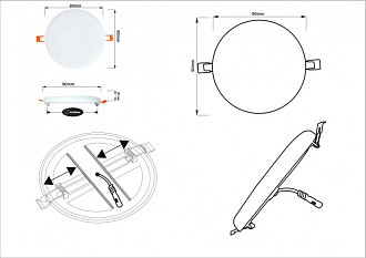 Встраиваемый LED светильник 9 см 6W LED, 4000K, Arte Lamp Prior A7981PL-1WH, белый, вр 4,7 см