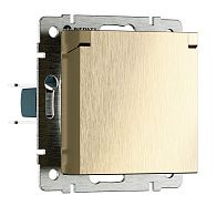 W1171210 Розетка влагозащ. с зазем. с защит. крышкой и шторками N, шампань рифленый Werkel, 4690389213137