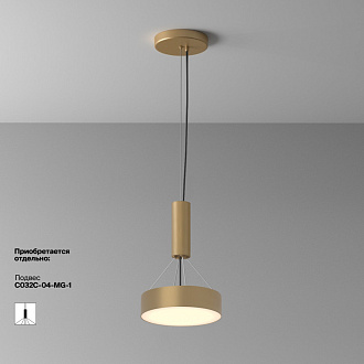 Накладной светильник 22*22*6 см, LED, 24W, 3000К, Maytoni Technical Zon C032CL-24W3K-RD-MG золото матовое