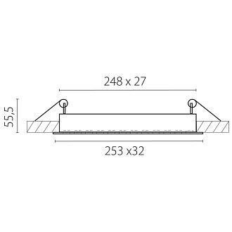 Светильник встраиваемый 25,3*3,2*4,7 см, *18W, 4000K, Lightstar Guarda 080346, Белый; Черный