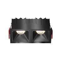 Встраиваемый светильник 12,6*6,5-5,2 см, LED*20W, 4000K, Maytoni Alfa LED 50° DL043-02-10W4K-SQ-B-1, Черный, вр 5,5*12 см