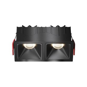 Встраиваемый светильник 12,6*6,5-5,2 см, LED*20W, 4000K, Maytoni Alfa LED 50° DL043-02-10W4K-SQ-B-1, Черный, вр 5,5*12 см
