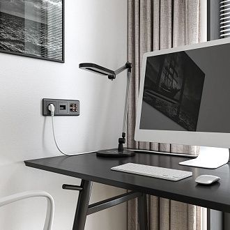 W1191104 Накладка для двойной розетки Еthernet RJ-45, графит рифленый Werkel, 4690389158704