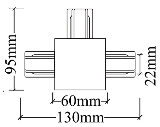 Соединитель Т-образный (однофазный) для встраиваемого шинопровода 11*11 см, Crystal Lux CLT 0.2211 02 BL Черный