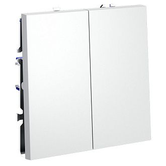 Выключатель встраиваемый Voltum S70 двухклавишный 10А, белый матовый пластик Soft touch VLS020102