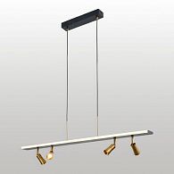 Линейный подвесной светильник 80 см, 42W, 3000K, Lussole LSP-4024, черный-латунь