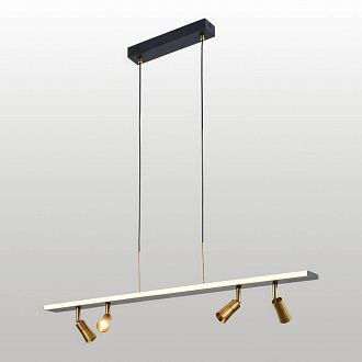 Линейный подвесной светильник 80 см, 42W, 3000K, Lussole LSP-4024, черный-латунь