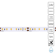 Светодиодная влагозащищенная Лента 24V, 9,6W, 5000lm,3000К, IP65, Arte Lamp Aqua Tape A2412008-04-3K, Белый, цена за катушку 5 метров