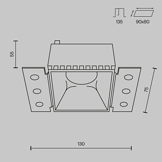 Светильник 13 см, Technical DL051-01-GU10-SQ-WMG, золото, вр 8 см