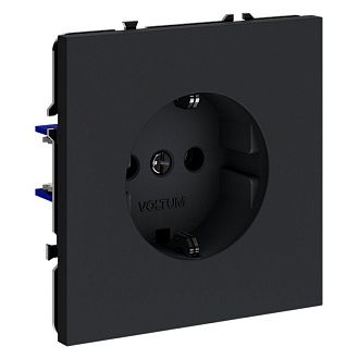 Розетка встраиваемая Voltum S70 с заземлением 16А, графит пластик Soft touch VLS040107