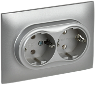 SKANDY Розетка 2-я с з/к без з/ш 16А сб. SK-R08S сереб. IEK, SK-R21-16-K23-F