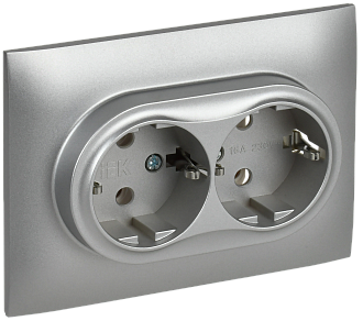 SKANDY Розетка 2-я с з/к без з/ш 16А сб. SK-R08S сереб. IEK, SK-R21-16-K23-F