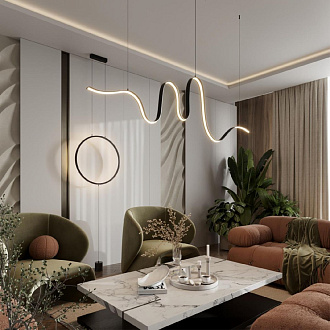 Подвесная люстра 168 см, 52W, 3000K, Odeon Light Nastro 7025/52L, черный