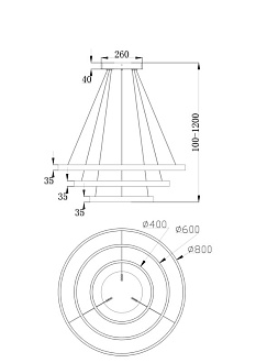 Светильник 80 см, 80W, 4000K Maytoni Rim MOD058PL-L100BS4K, 115W, 4000K, латунь