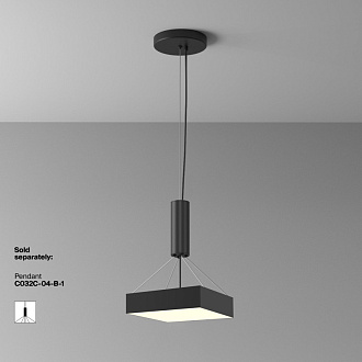 Накладной светильник 30*30*6 см, LED, 36W, 3000К, Maytoni Technical Zon C032CL-36W3K-SQ-B черный