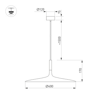 Подвесной светильник Arlight 036001 *40*174,5 см, 13W, белый (теплый)K,