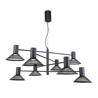 Подвесная люстра 90*57-147 см, 8*LED, 6W, 3000K, F-Promo Metrics 4623-8P, черный матовый