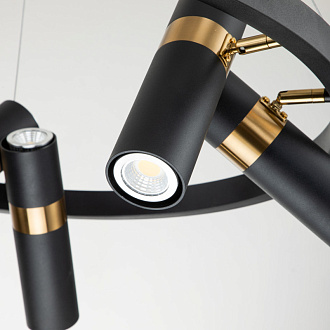 Подвесная люстра Favourite Light point 2997-6P, D650*H290/1220, каркас светильника сочетает два цвета - золотая гальваника и черный, поворотный плафон, лампу GU10 можно менять