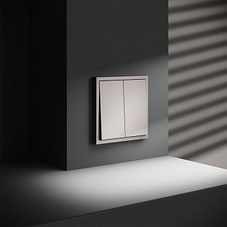 Выключатель встраиваемый Voltum S70 двухклавишный 10А, кашемир пластик Soft touch VLS020103