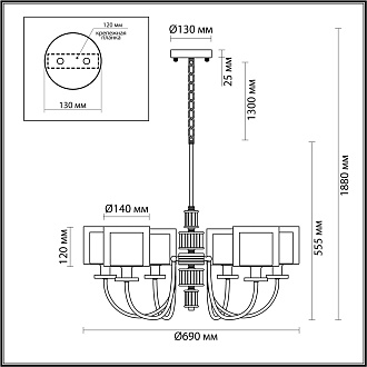 Люстра 69 см, 6*E14*40W Odeon Light Saga 5088/6, античная бронза