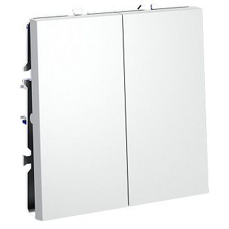 Проходной переключатель встраиваемый Voltum S70 двухклавишный 10А, белый матовый пластик Soft touch VLS020302