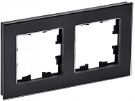 BRITE Рамка 2 поста РУ-2-2-БрЧ стекло черный