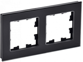 BRITE Рамка 2 поста РУ-2-2-БрЧ стекло черный