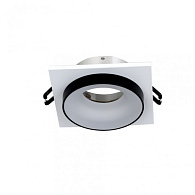 Врезной светильник Favourite Diversa 2888-1C, L95*W95*H40, cutout:D75, каркас черного и серебряного цвета, пластина белого цвета, черное кольцо