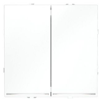 Проходной переключатель встраиваемый Voltum S70 двухклавишный с подсветкой 10А, белый матовый пластик Soft touch VLS020402