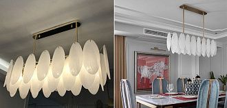 Люстра на штанге Angel Style Italian Murano Glass Rectangle L100 100*38*85 см, 8*LED*40W, ImperiumLoft 40.252, Латунь