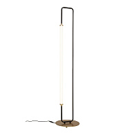 Торшер/Настольная лампа Favourite Inspire 4100-1T, D250*H1200, каркас матового черного цвета с золотыми декоративными элементами, белый акриловый рассеиватель