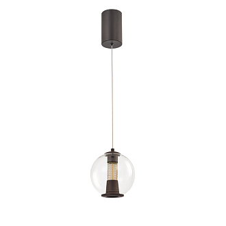 Подвесной светильник 16*130 см, 7W, Favourite Boble 4550-1P матовый черный, прозрачное стекло, золото