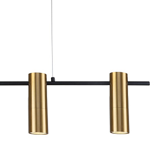 Люстра F-Promo Shanku 3091-3P, L990*W80*H560/1000, каркас черного матового цвета, плафоны цвета латуни, лампу GU10 можно менять