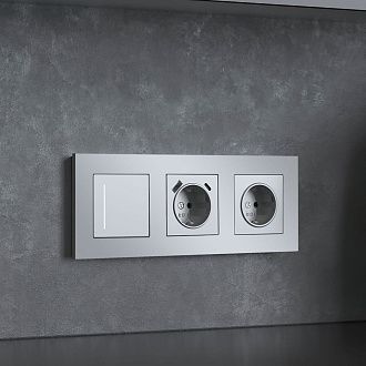 W0032965/ Рамка на 3 поста Slab (серебро софт) Werkel 4690389193460