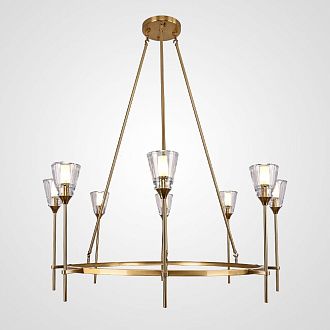 Люстра на штанге TORCHE DE VERRE Round Chandelier 8 116*116*50 см, 8*G9*40W, ImperiumLoft 40.1551, Латунь