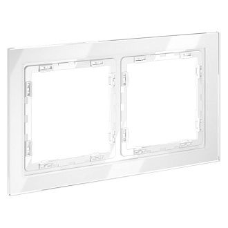 Рамка стеклянная Voltum S70 на 2 поста, белый, стекло Стекло/пластик  VLS110201