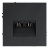 Розетка компьютерная встраиваемая Voltum S70 двойная RJ45+RJ45 кат.6, графит пластик Soft touch VLS060207